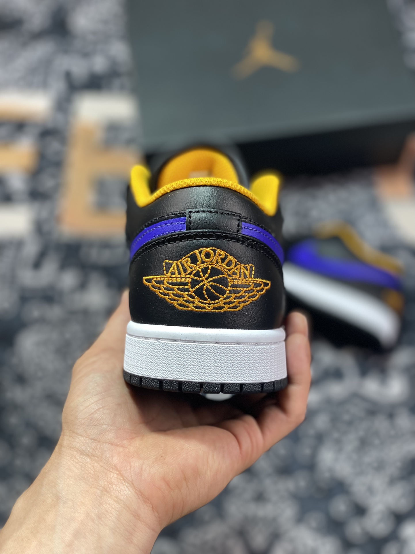 Air Jordan 1 Low AJ1 Joe 1 low-top culture basketball shoes black purple yellow toe 553558-075