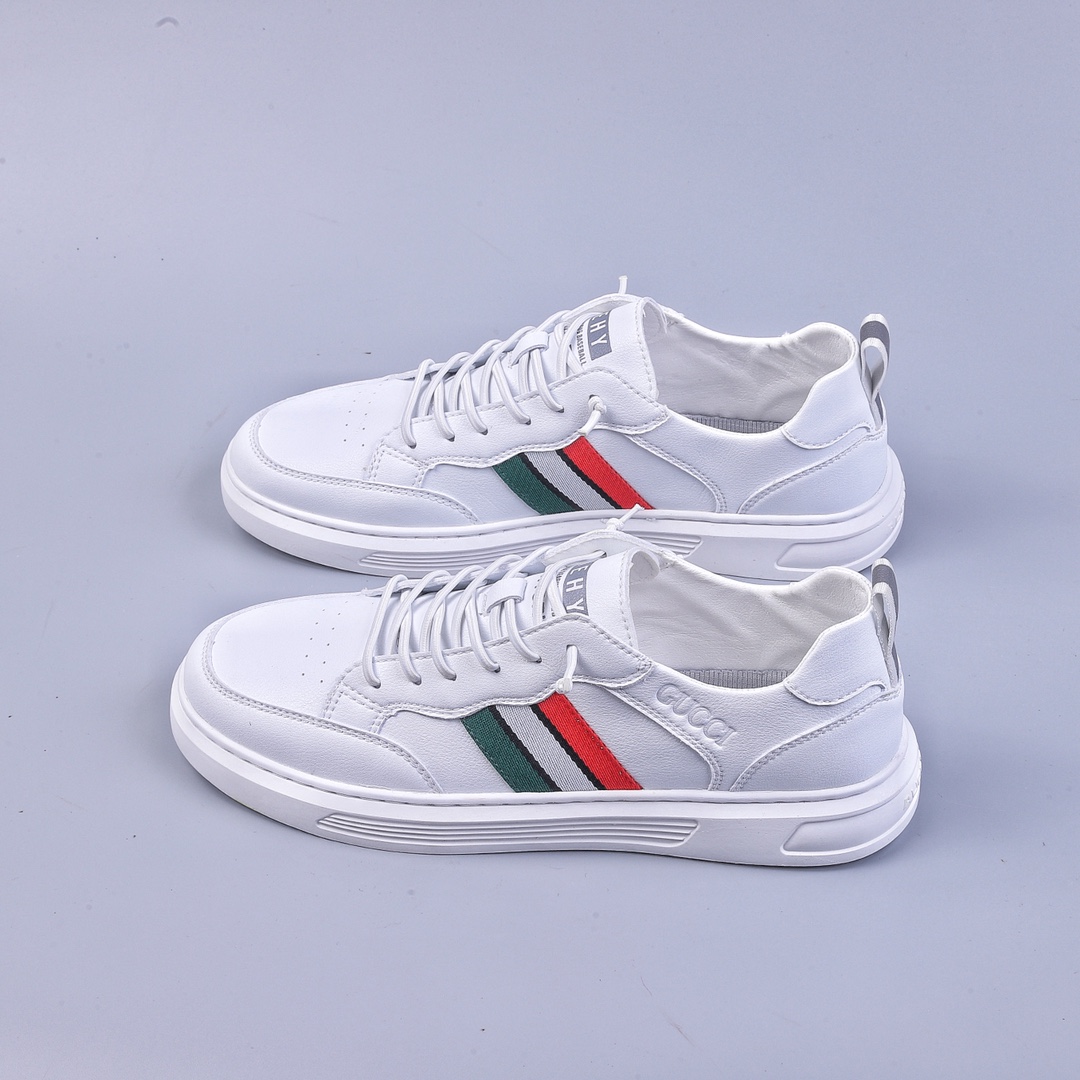 Gucci men's top layer cowhide sneakers wear-resistant and non-slip rubber outsole