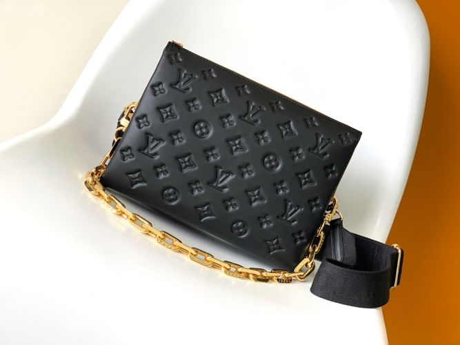 Louis Vuitton Coussin PM Black Monogram Embossed Lambskin Leather Bag