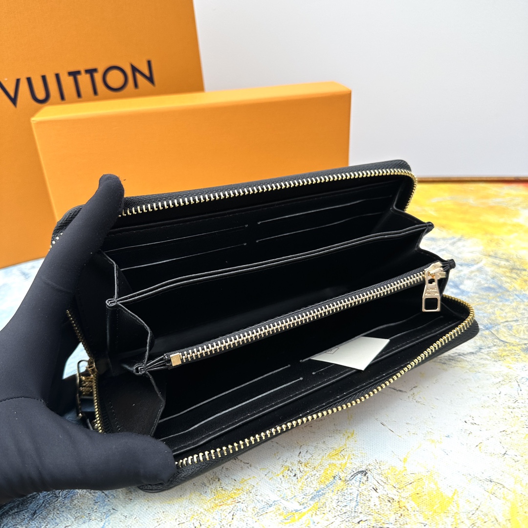 Bifold wallet open with cash and cards