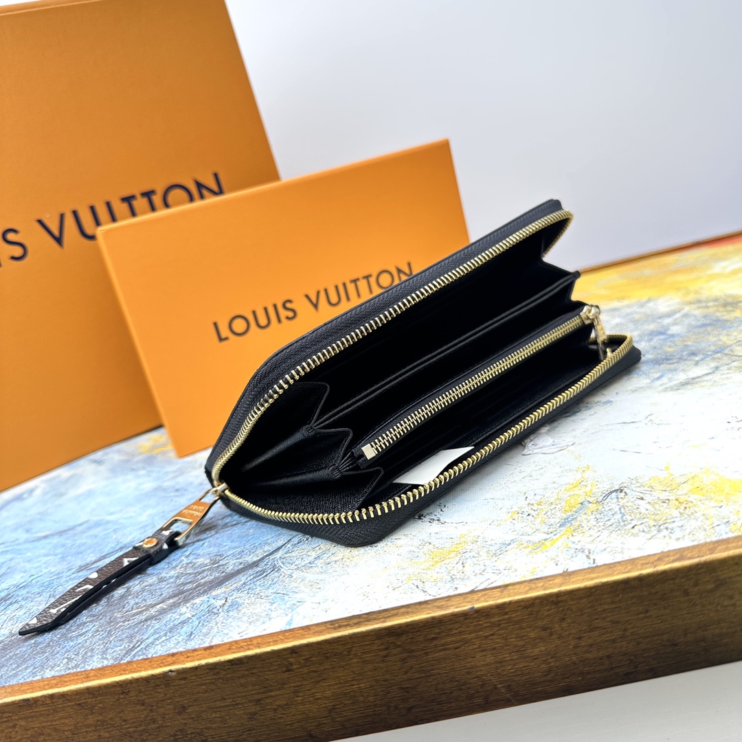 Leather zip around wallet with gift packaging