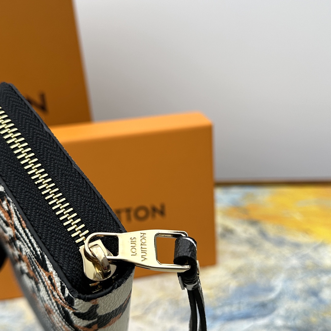 Interior of the zip around wallet, displaying card slots and organization.