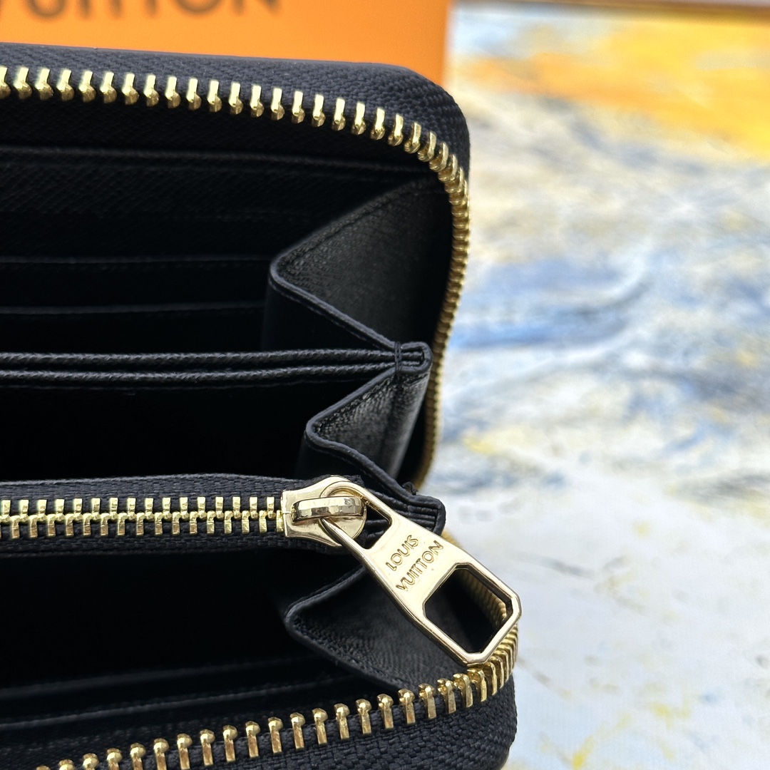 Leather zip around wallet in a lifestyle context