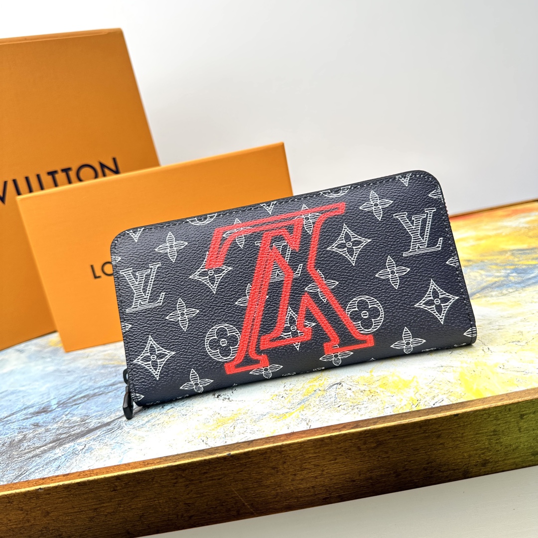 Close-up detail of the leather texture on the long wallet