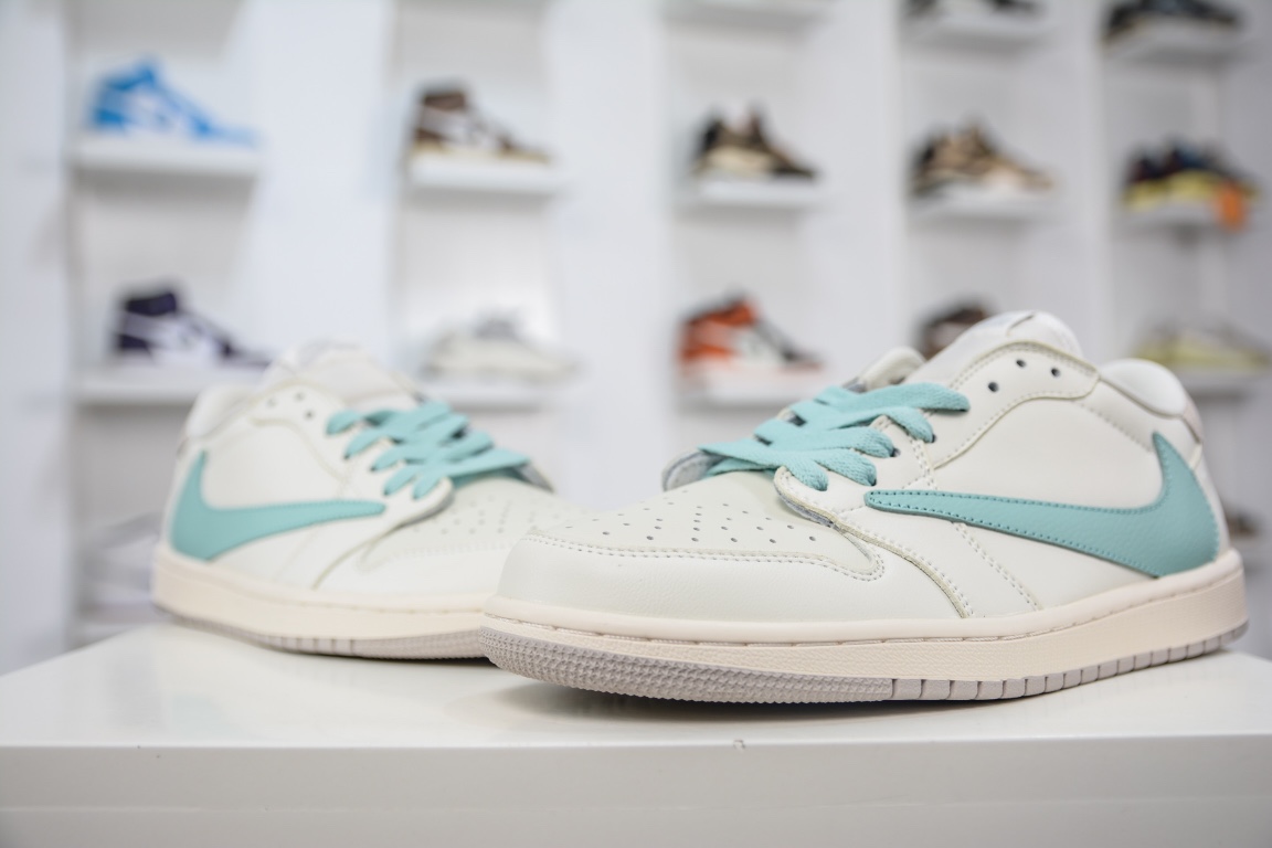220 Fragment x Travis Scott x Air Jordan 1 Low 三方联名闪电倒钩低帮 白 蒂芙尼 DM7866-312