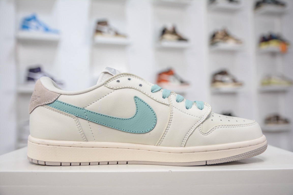 220 Fragment x Travis Scott x Air Jordan 1 Low 三方联名闪电倒钩低帮 白 蒂芙尼 DM7866-312