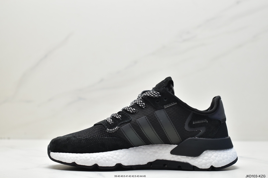 Adidas Nite Jogger 2019 Boost Black and White Chameleon Reflective Joint Night Walker Fu6844 Retro Running Shoes