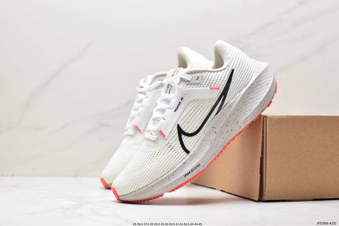 170 Nike Air Zoom Pegasus 40 Wide”White/Obsidian”40代超级飞马慢跑鞋“网织白桔红曜石蓝钩子”DV7480-100