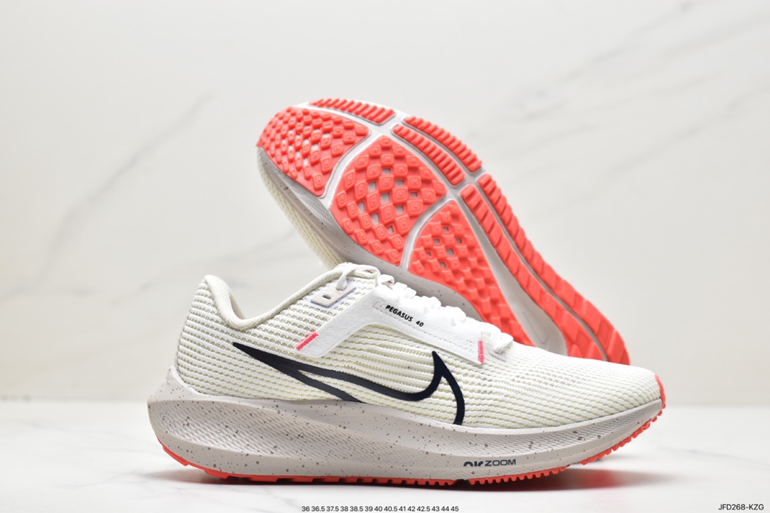 170 Nike Air Zoom Pegasus 40 Wide”White/Obsidian”40代超级飞马慢跑鞋“网织白桔红曜石蓝钩子”DV7480-100