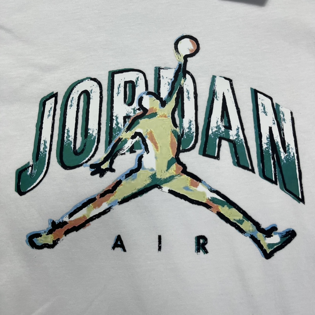 【运动潮牌】 💰48纯棉 得物同步Jordan Logo 飞人印花篮球运动短袖T恤 男款 白色 黑色S-4XL