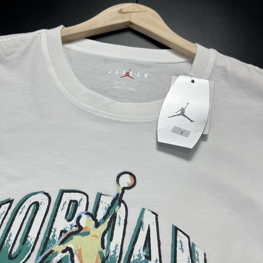 【运动潮牌】 💰48纯棉 得物同步Jordan Logo 飞人印花篮球运动短袖T恤 男款 白色 黑色S-4XL