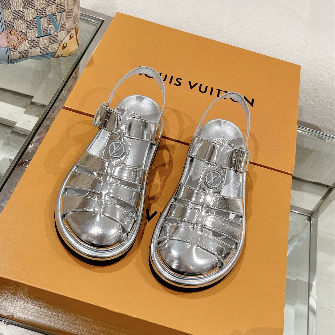 Louis Vuitton Shoes Sandals Patent Leather Sheepskin TPU Spring/Summer Collection