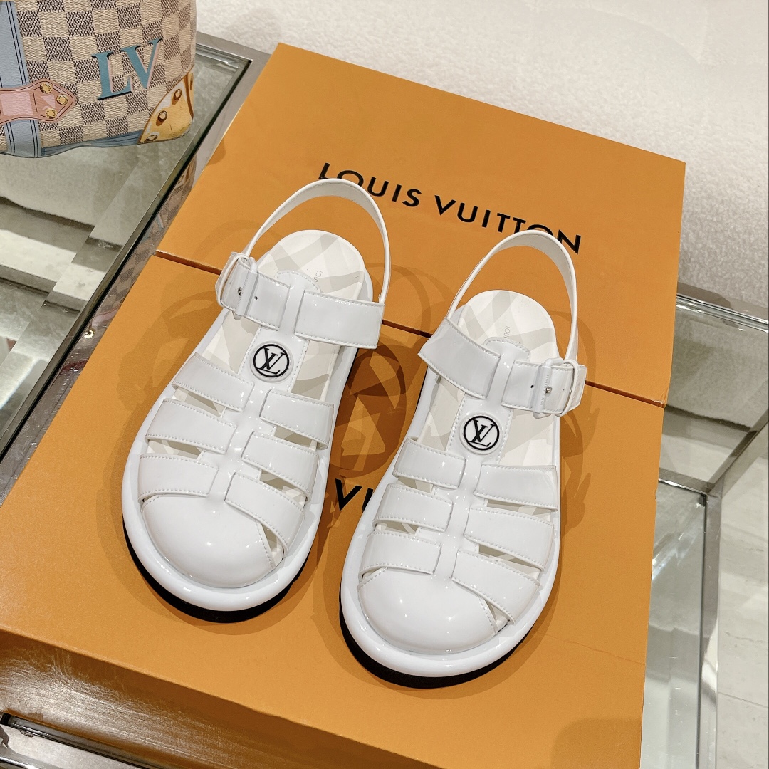 Louis Vuitton Shoes Sandals Patent Leather Sheepskin TPU Spring/Summer Collection