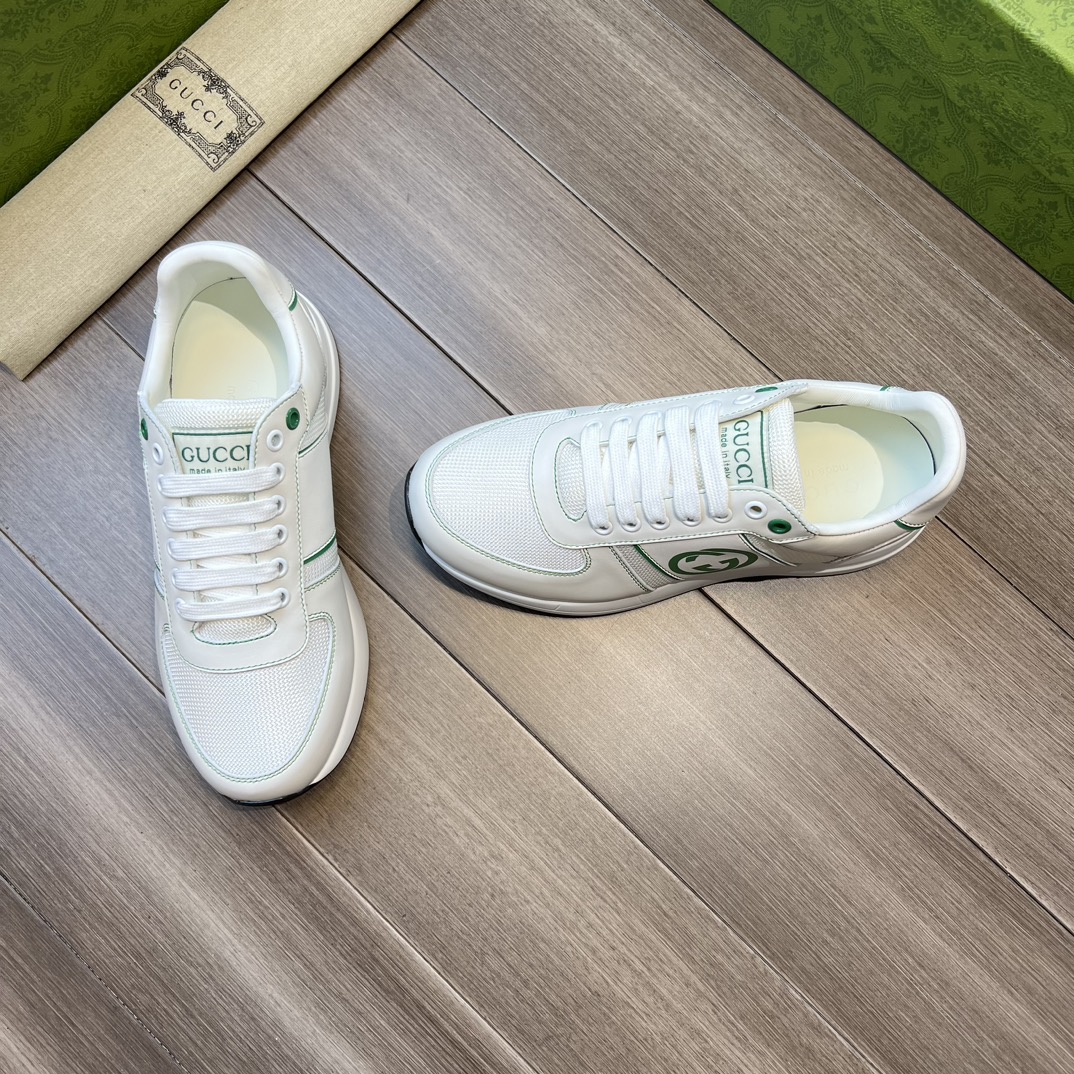[Gucci] Gucci Napa Calfskin - Lona mercerizada de marca alta - Lengüeta - Cuerpo del zapato: logotip