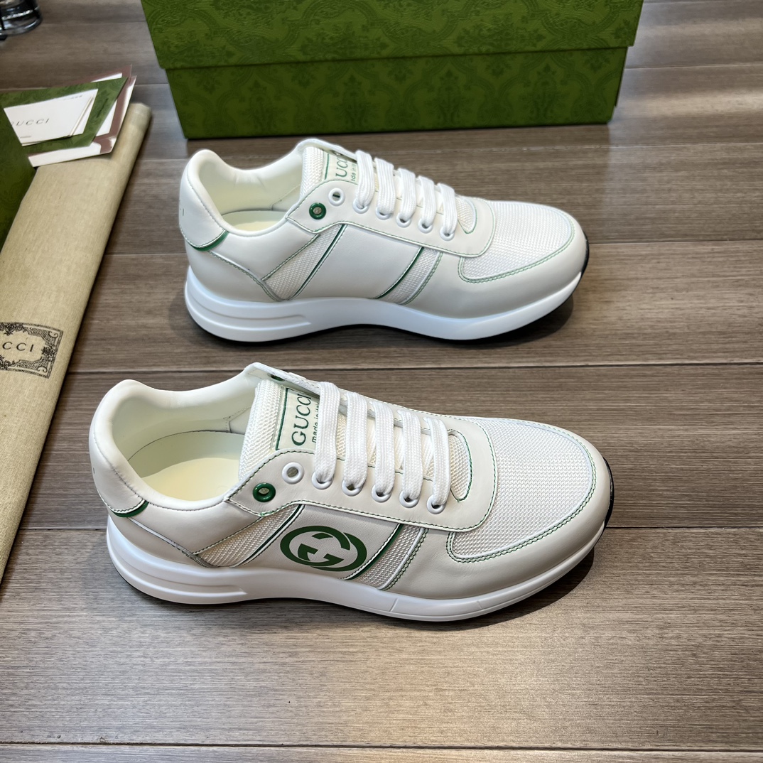 [Gucci] Gucci Napa Calfskin - Lona mercerizada de marca alta - Lengüeta - Cuerpo del zapato: logotip