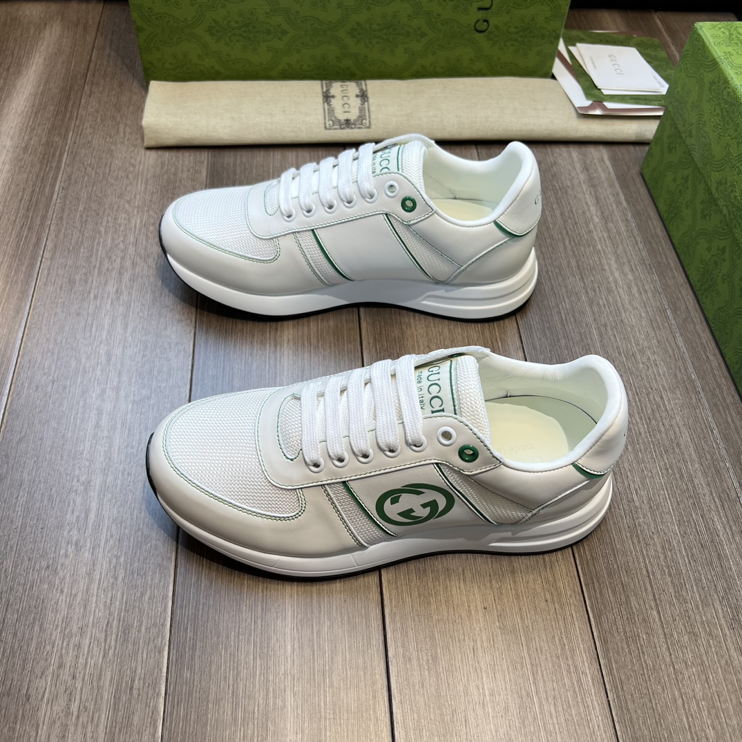 [Gucci] Gucci Napa Calfskin - Lona mercerizada de marca alta - Lengüeta - Cuerpo del zapato: logotip