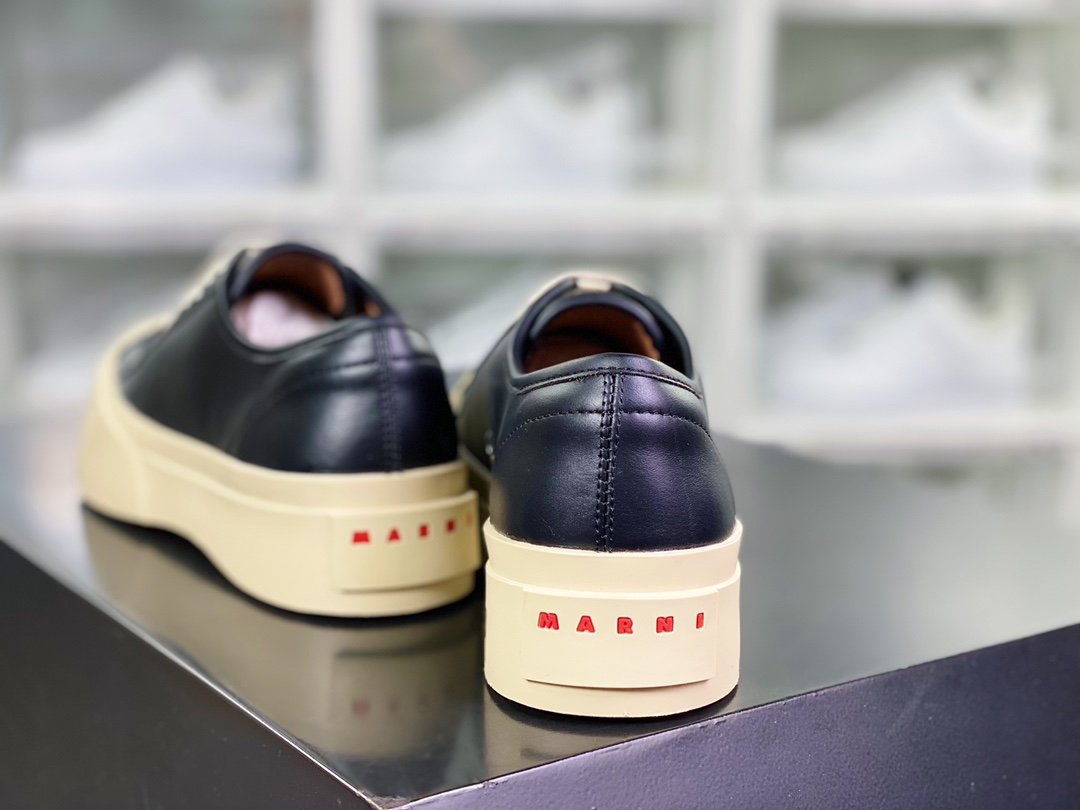 Marni Pablo Leather Low-Top Lace-up Sneaker Pablo series low-top height-enhancing sneakers ”leather black beige red LOGO” SNZW003020P272200N99