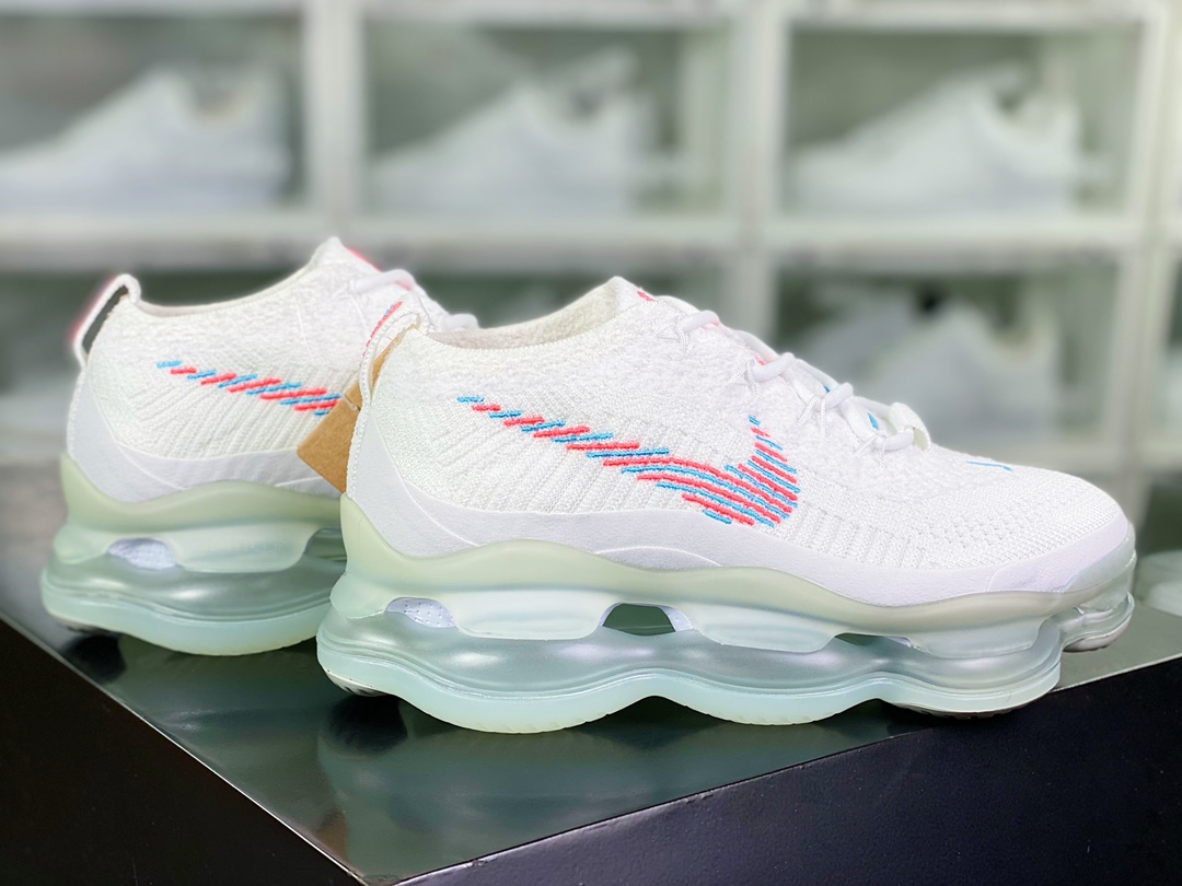 280  Air Max Scorpion Flyknit”White Hot Punch”天蝎座系列2022款超级大气垫慢跑鞋“针织粉蓝”DV7402-100