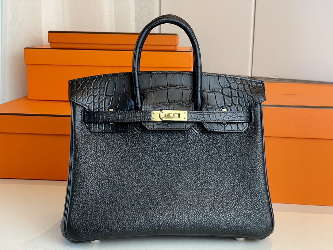 Hermes Birkin Bags Handbags Black Gold Hardware