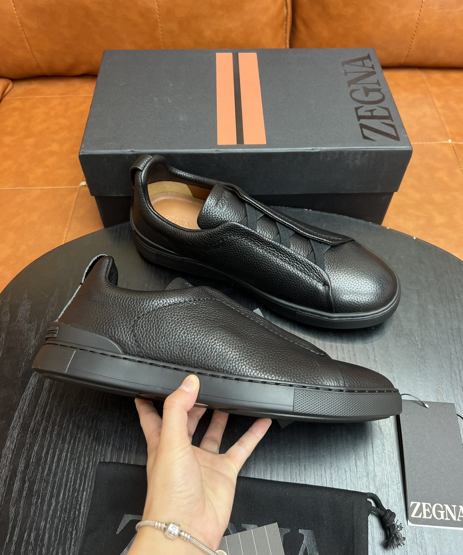 Ermenegildo Zegna Triple Stitch Leather Low Top Sneakers - Lightweight Design 6 i1682501182 8940 4
