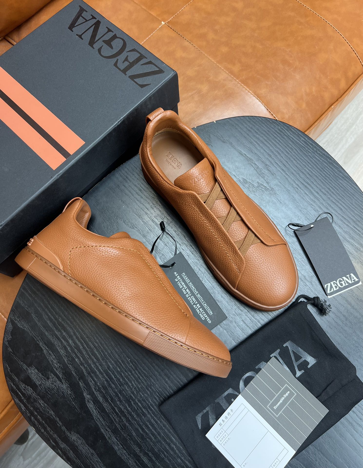 Ermenegildo Zegna Triple Stitch Leather Low Top Sneakers - Comfort & Style 4 i1682501672 362 3