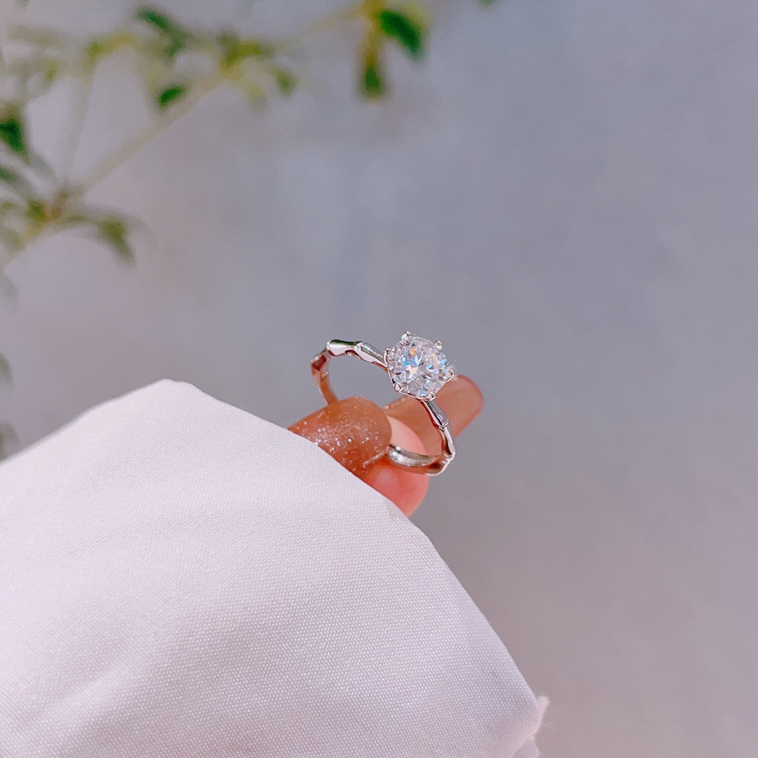 Massivsilber Moissanit Ring Süß Geschenk für beste Freundin Gold