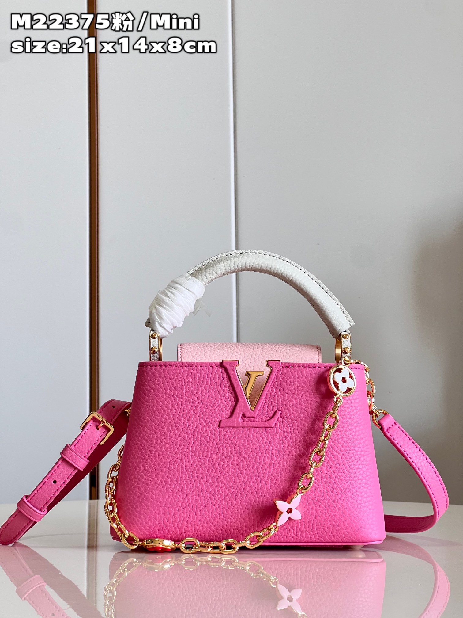 Customize Best Quality Replica
 Louis Vuitton LV Capucines Bags Handbags Pink Polishing Chains M22375