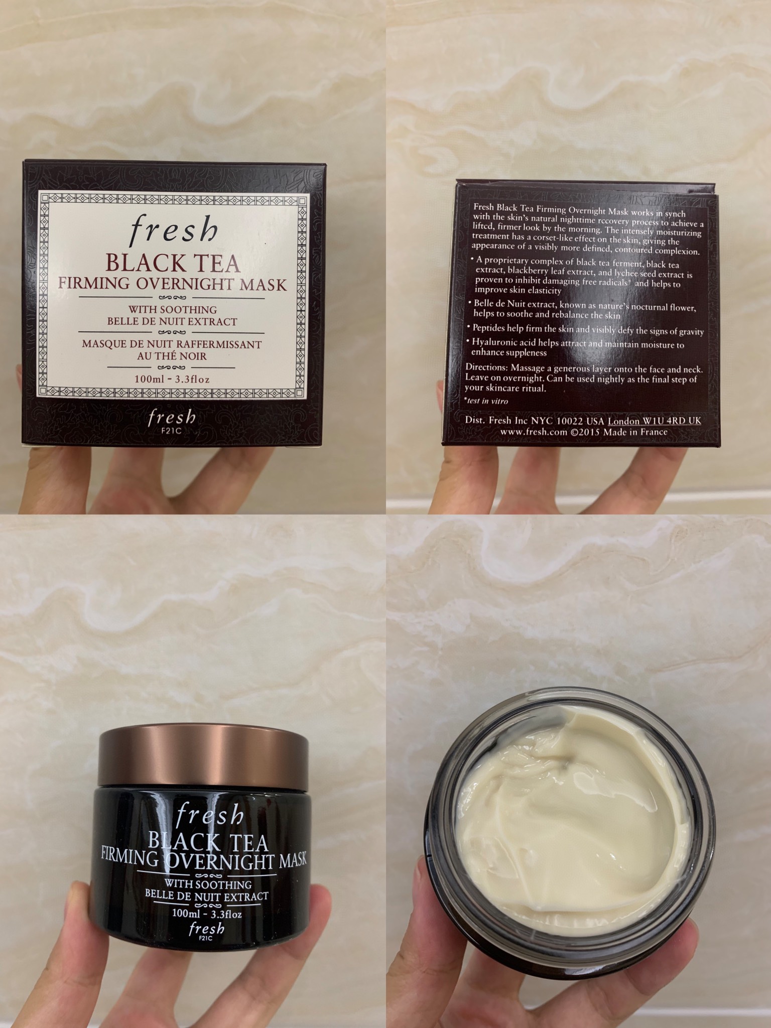 Rosa agotado✔️ Mascarilla nocturna Fresh Black Tea de botella negra 100ml Mascarilla nocturna Fresh Black Tea de botell…