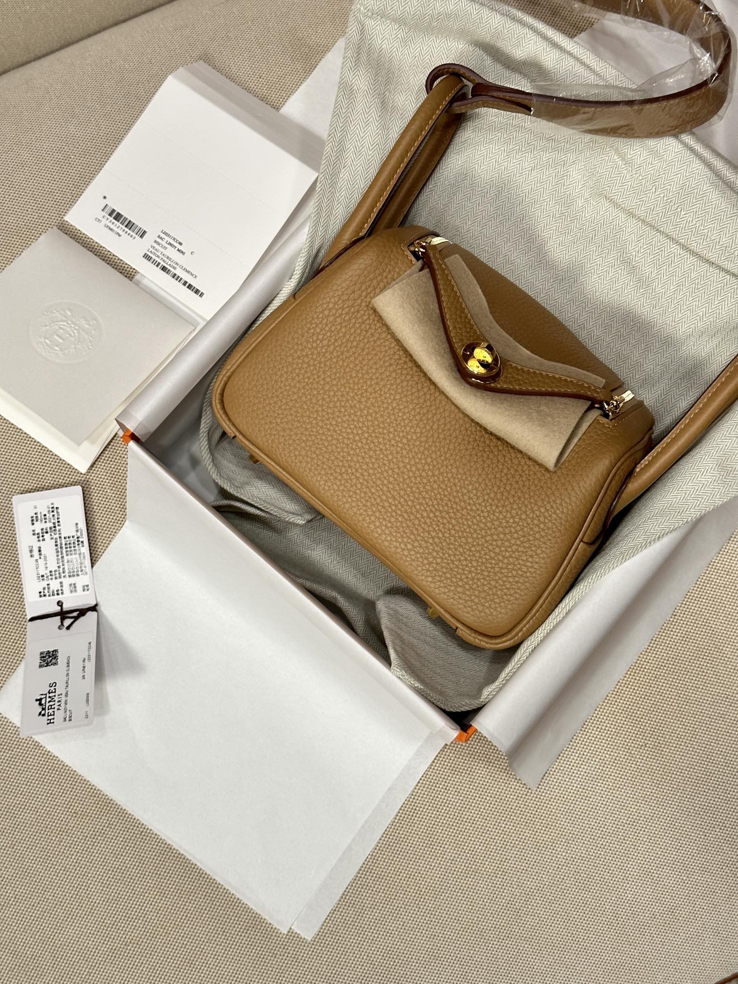 Hermes Lindy Tan mini shoulder everyday