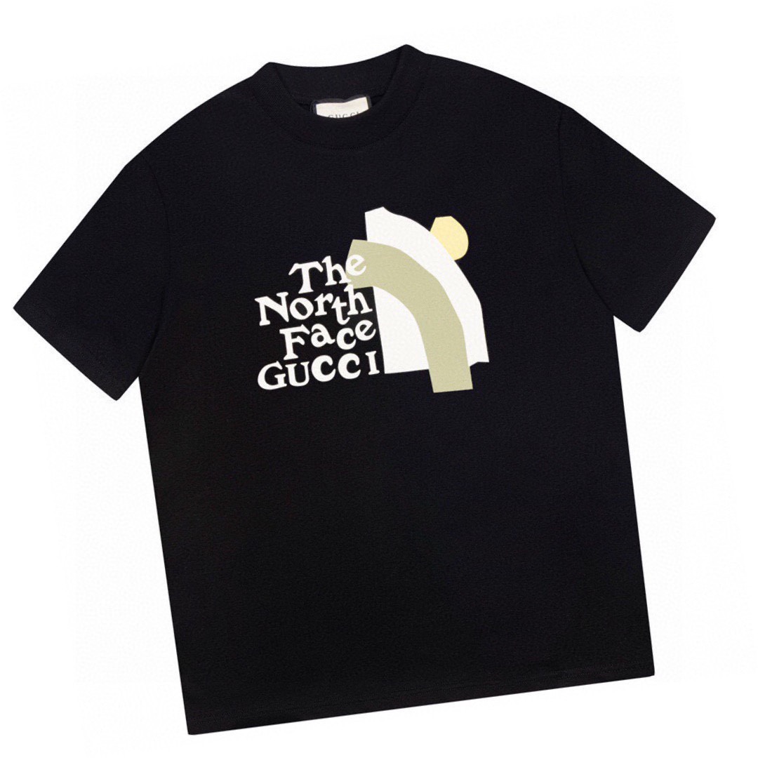 160 古驰/Gucci 春夏新款 The North Face x Gucci联名彩虹logo标识印花圆领短袖T恤