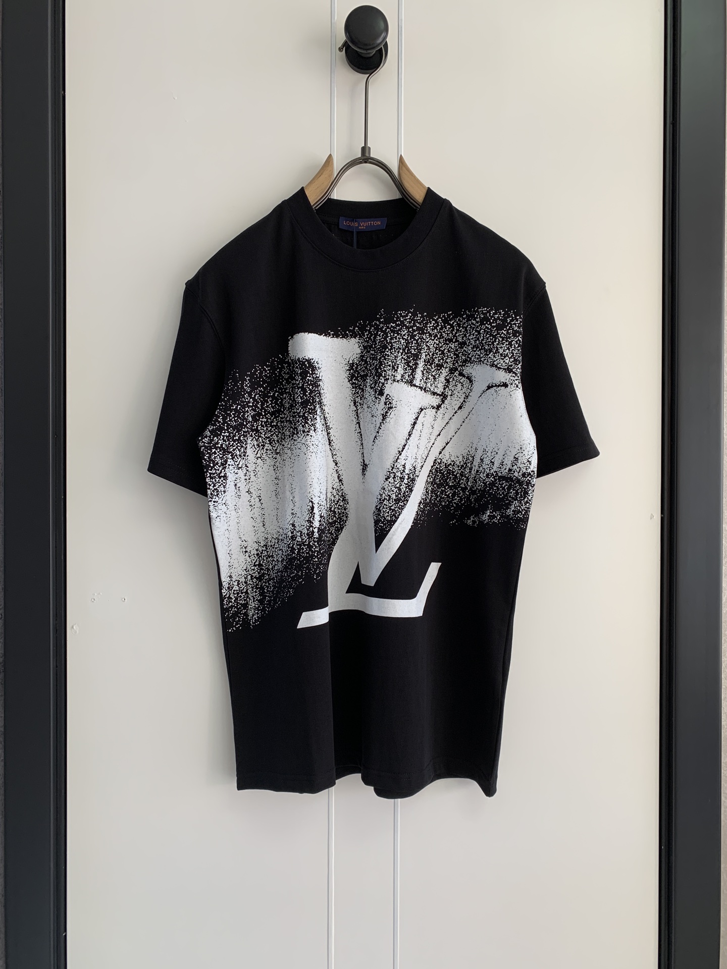 Louis Vuitton Clothing T-Shirt Copy AAA+
 Black White Printing Cotton Fashion Short Sleeve