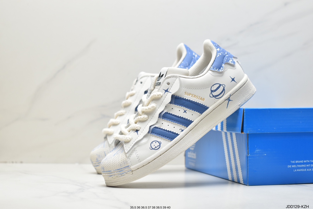 adidas/clover top layer leather shell head SUPERSTAR couple sneakers GW9783