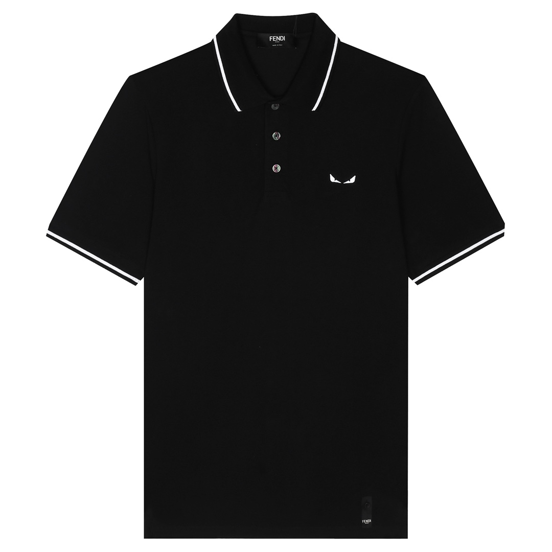FEND芬*2023SS polo nuevo de cuello vuelto de primavera/verano, bordado de monstruo pequeño con técnica de bord…