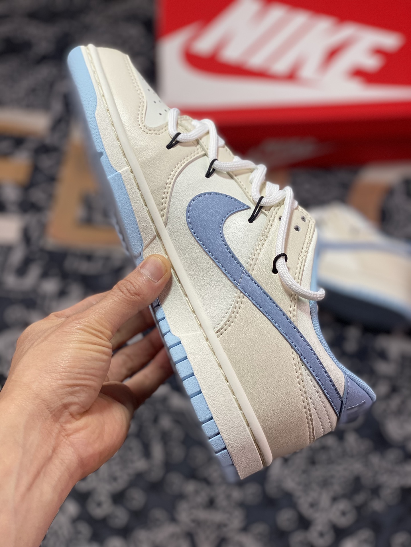 260 Nike SB Dunk Low”Milk White/Blue”扣篮系列低帮板鞋“皮革奶白浅蓝绑绳”DD1503-123