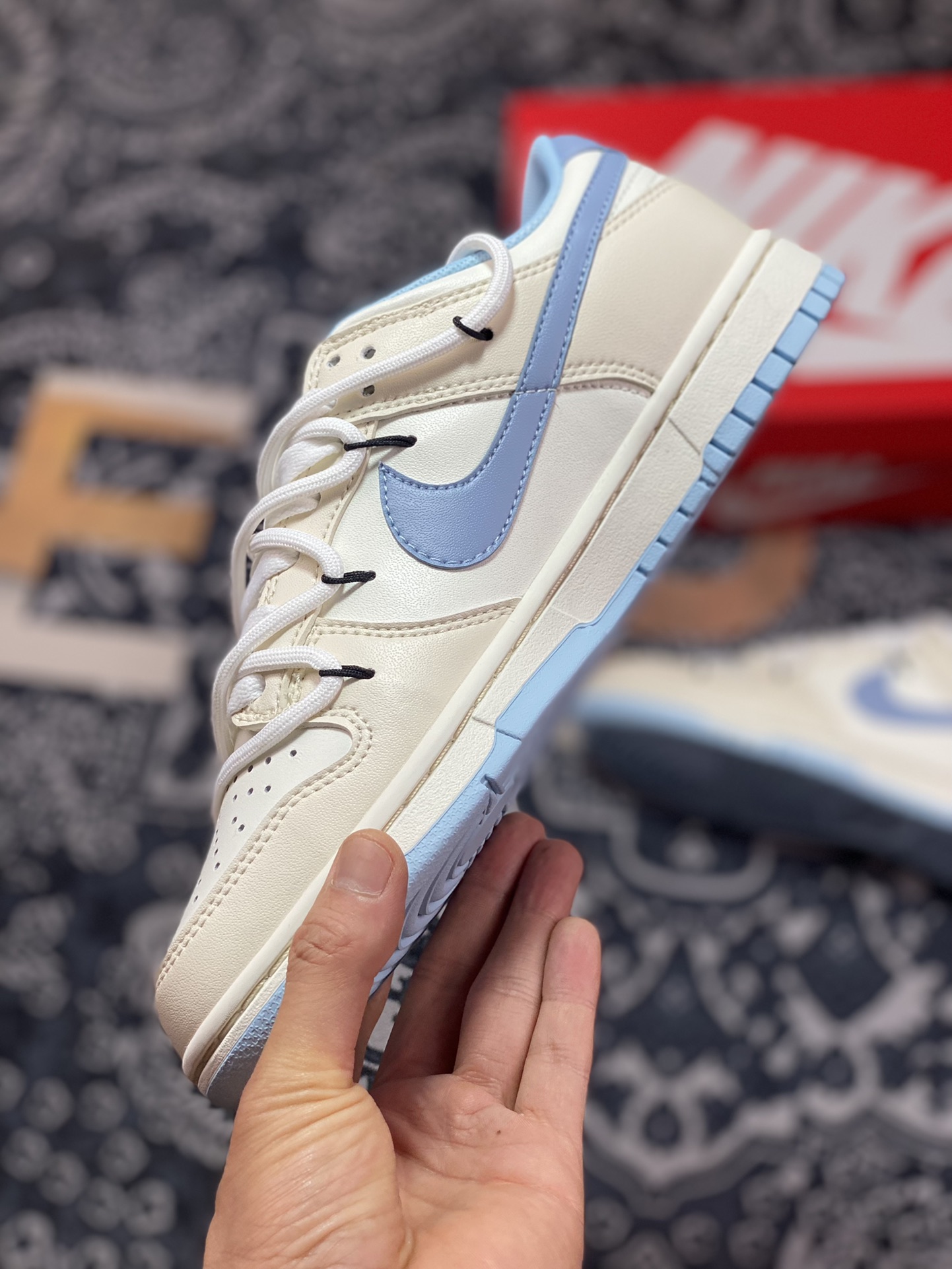 260 Nike SB Dunk Low”Milk White/Blue”扣篮系列低帮板鞋“皮革奶白浅蓝绑绳”DD1503-123
