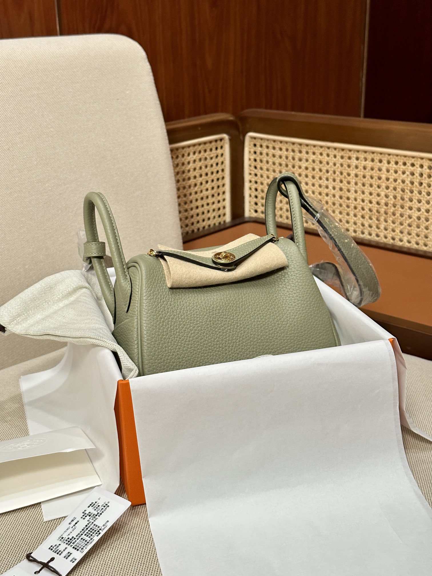 Hermes Lindy Vert Amande Green crossbody everyday