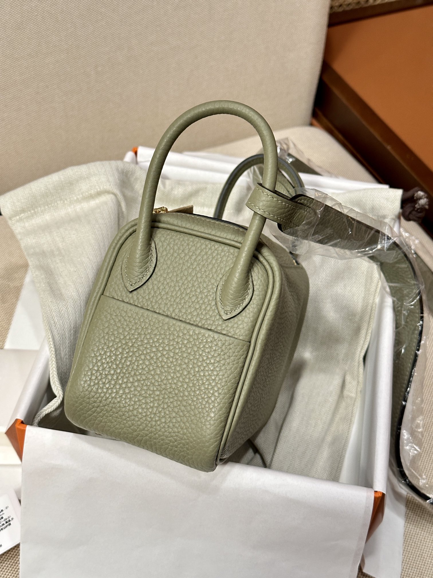 Hermes Lindy Vert Amande Green crossbody everyday