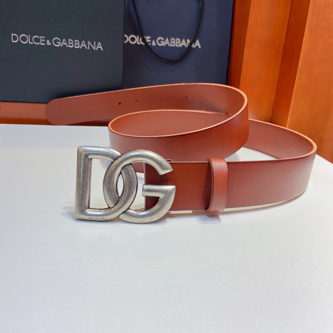 D&G杜嘉班纳Lux鞍皮腰带缀以电镀