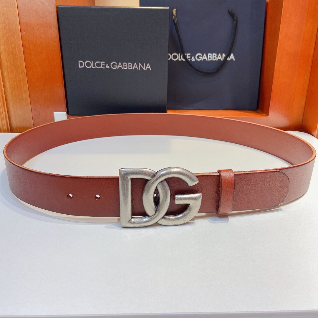 D&G杜嘉班纳Lux鞍皮腰带缀以电镀