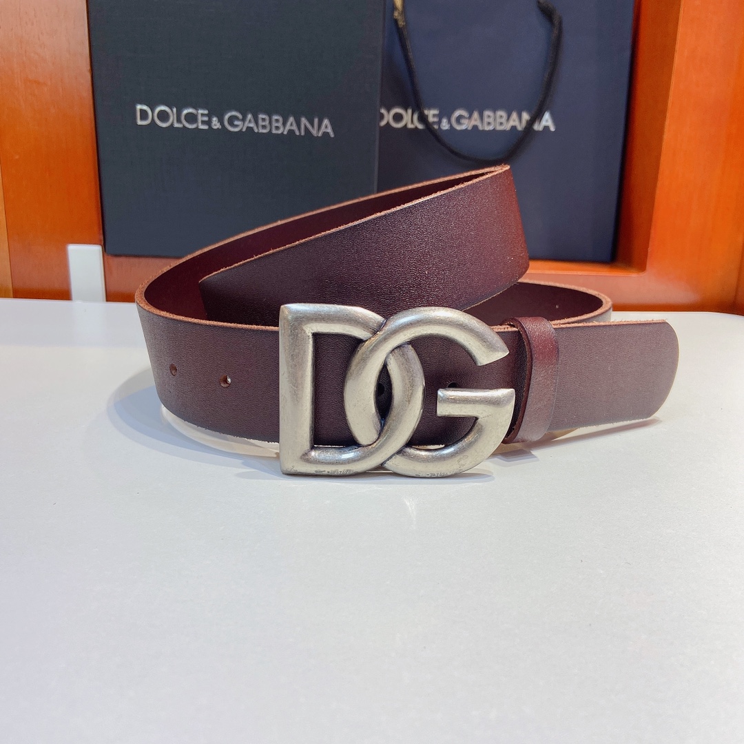 D&G杜嘉班纳Lux鞍皮腰带缀以电镀
