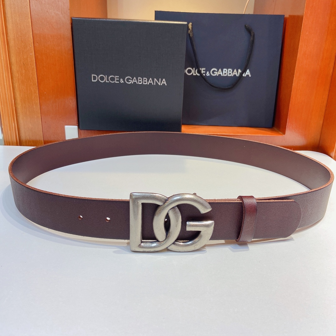 D&G杜嘉班纳Lux鞍皮腰带缀以电镀
