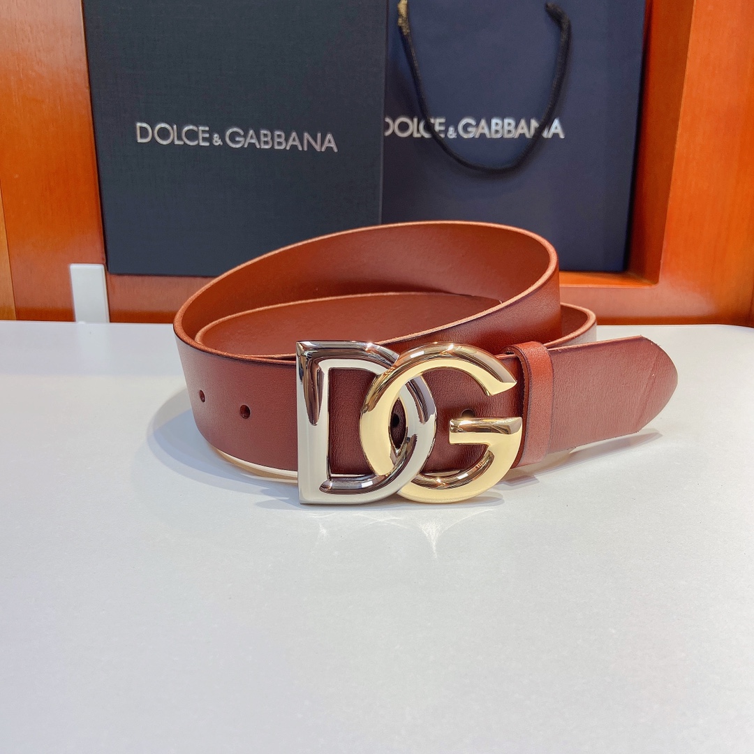 D&G杜嘉班纳Lux鞍皮腰带缀以电镀
