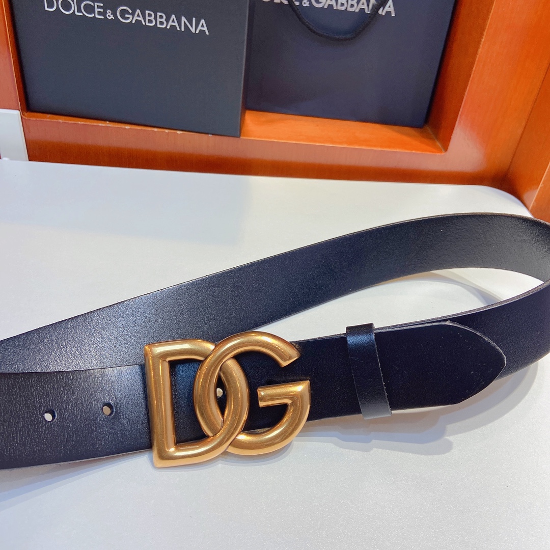 D&G杜嘉班纳Lux鞍皮腰带缀以电镀