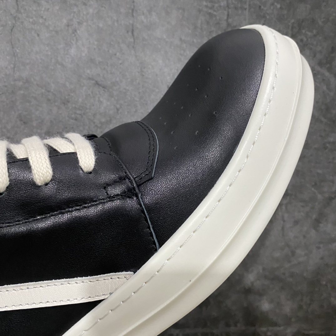 Rick Owens Genbasket leather high-top lace-up fashionable sneakers made in Dongguan, white and black