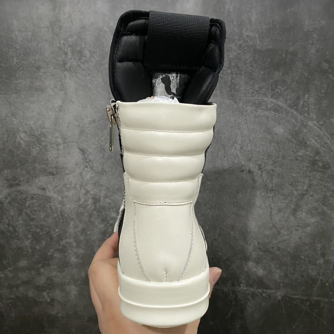 Rick Owens Genbasket leather high-top lace-up fashionable sneakers made in Dongguan, white and black