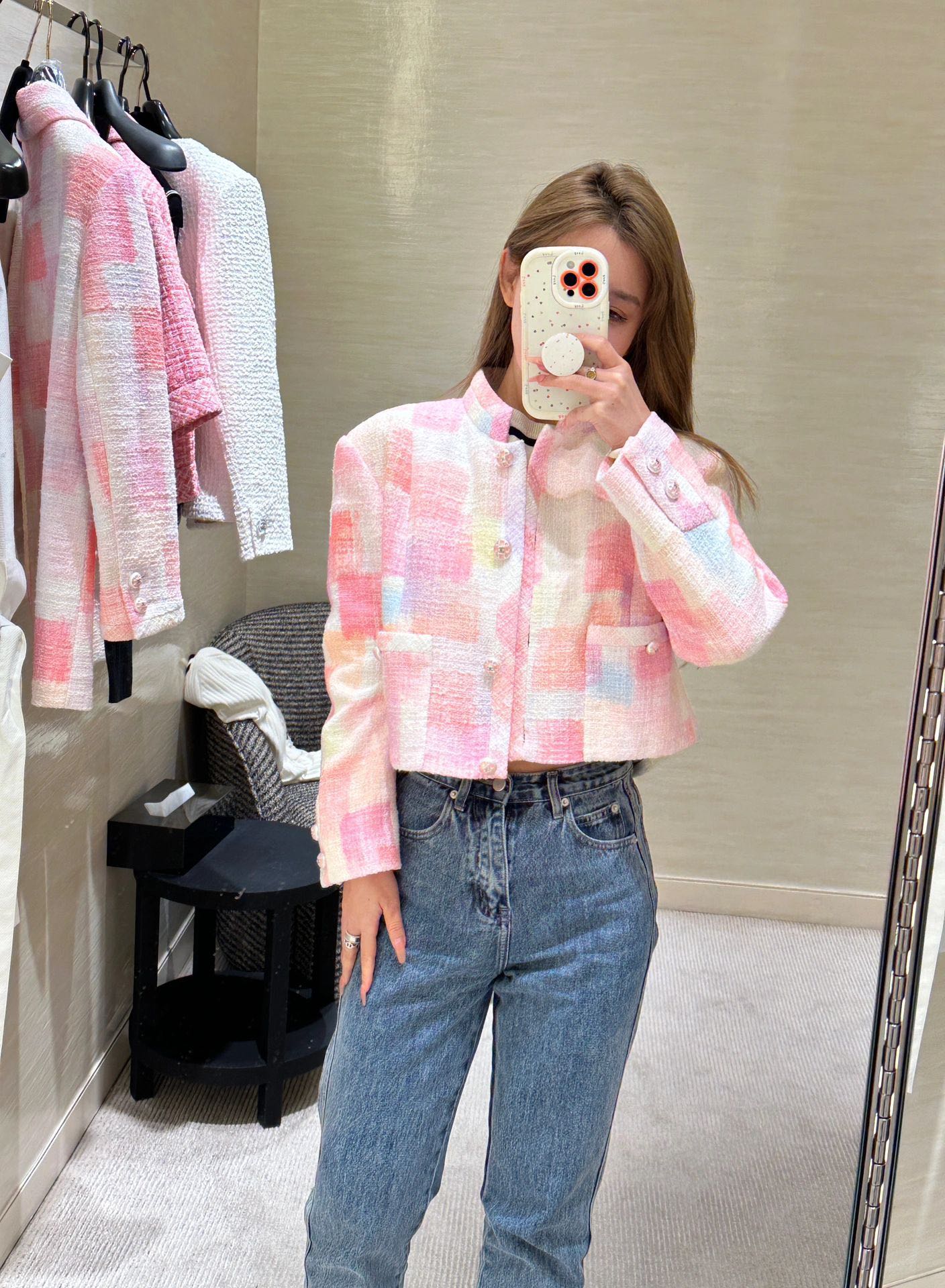 Chanel Clothing Coats & Jackets Pink White Cotton Silk Spring/Summer Collection