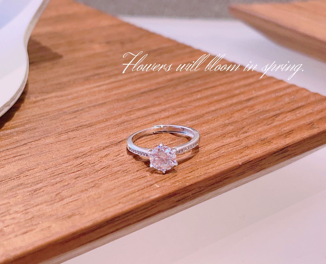 Solid Silver Moissanite Ring Girly Birthday Silver