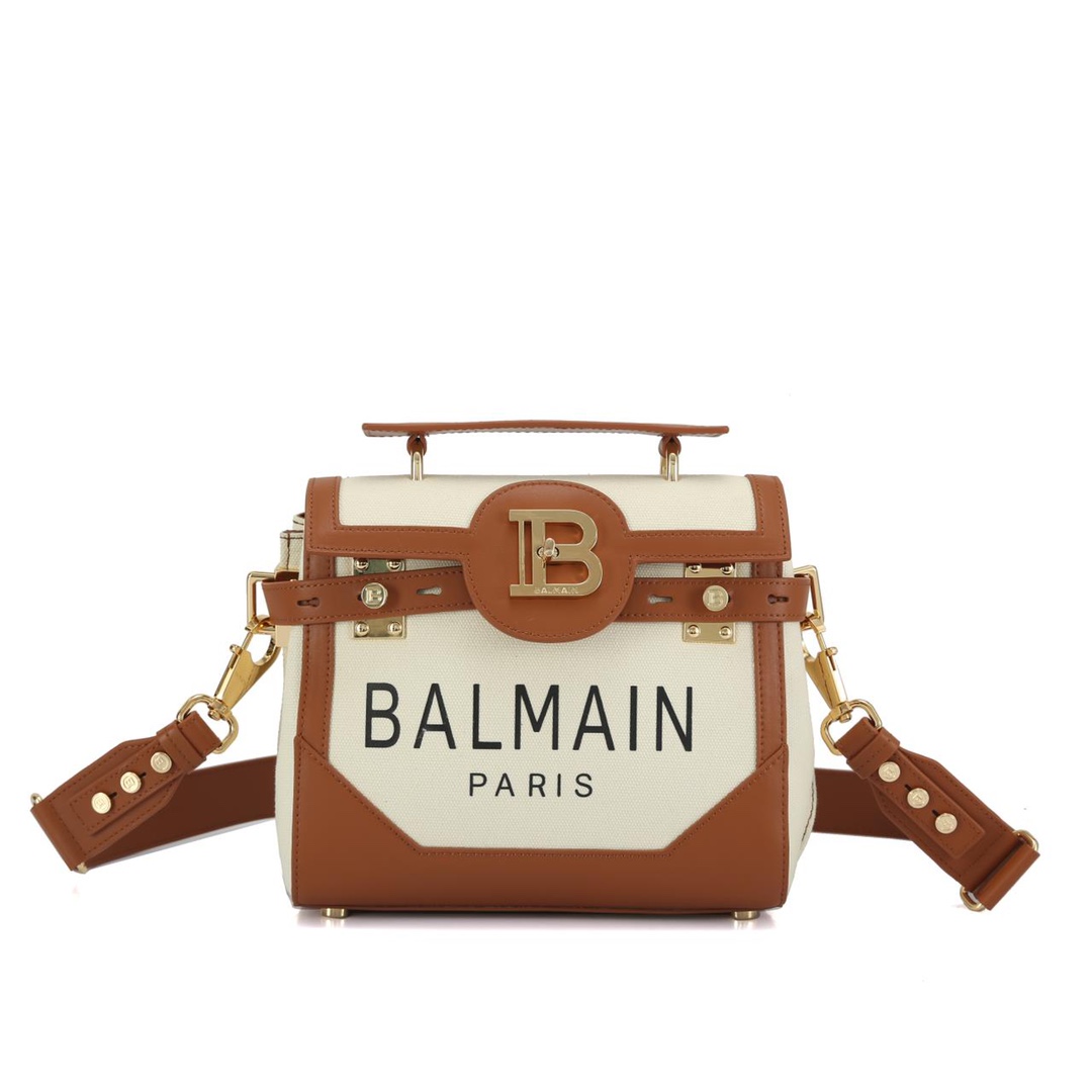 Balmain巴尔曼女士小牛皮B-Buzz23/巴尔曼/手提包可调和拆御肩带/袢带旋扣/金色Logo标牌