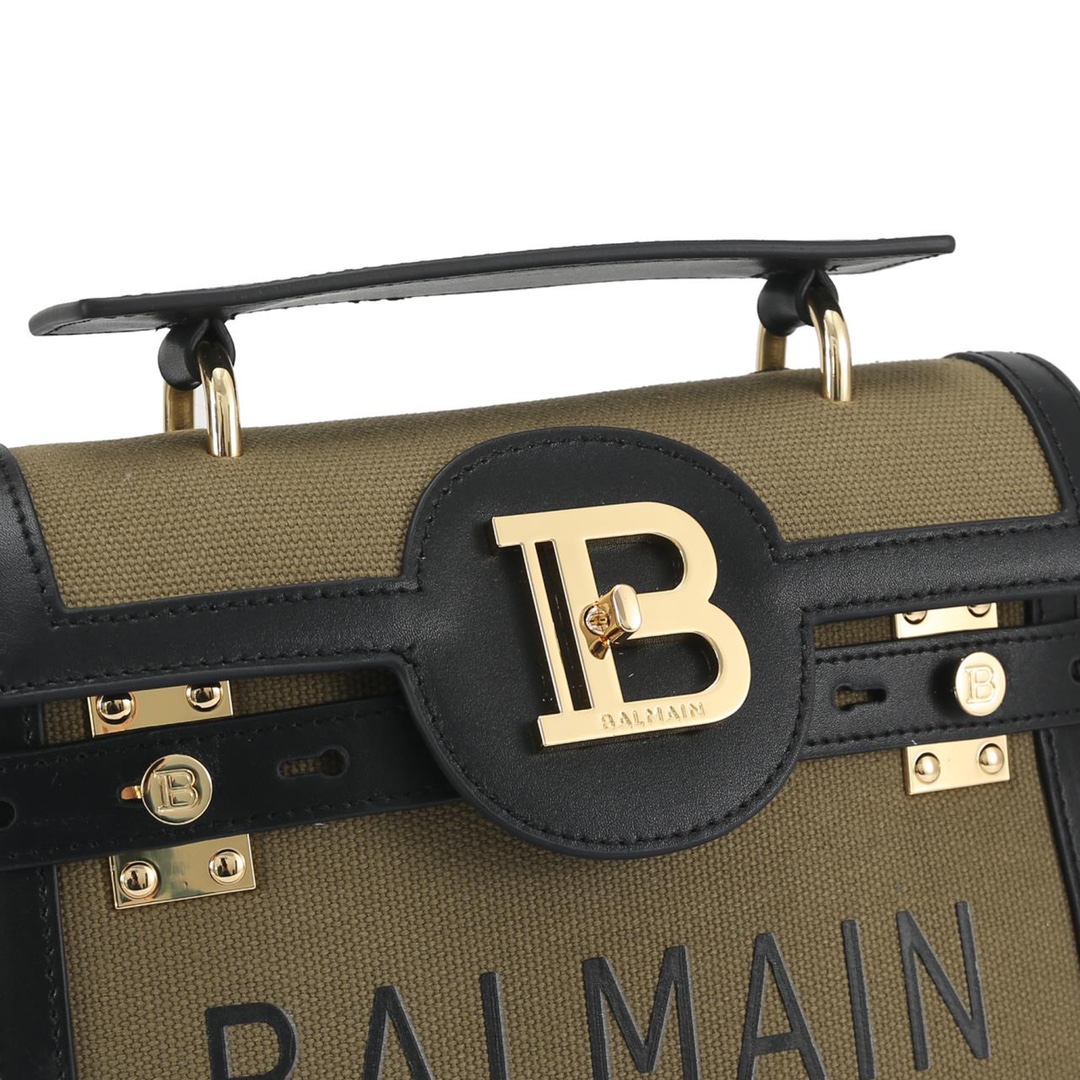 Balmain巴尔曼女士小牛皮B-Buzz23/巴尔曼/手提包可调和拆御肩带/袢带旋扣/金色Logo标牌