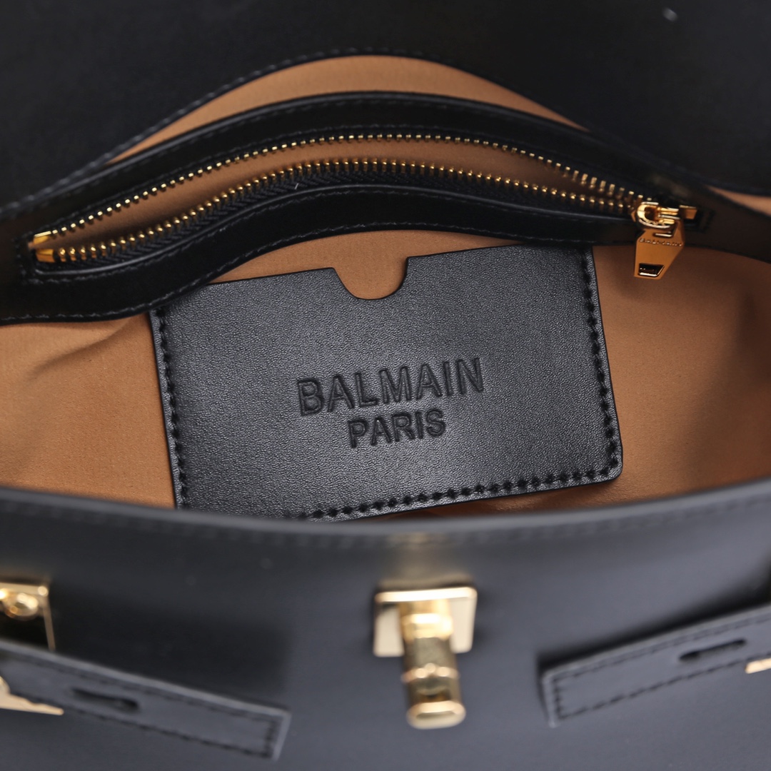 Balmain巴尔曼女士小牛皮B-Buzz23/巴尔曼/手提包可调和拆御肩带/袢带旋扣/金色Logo标牌